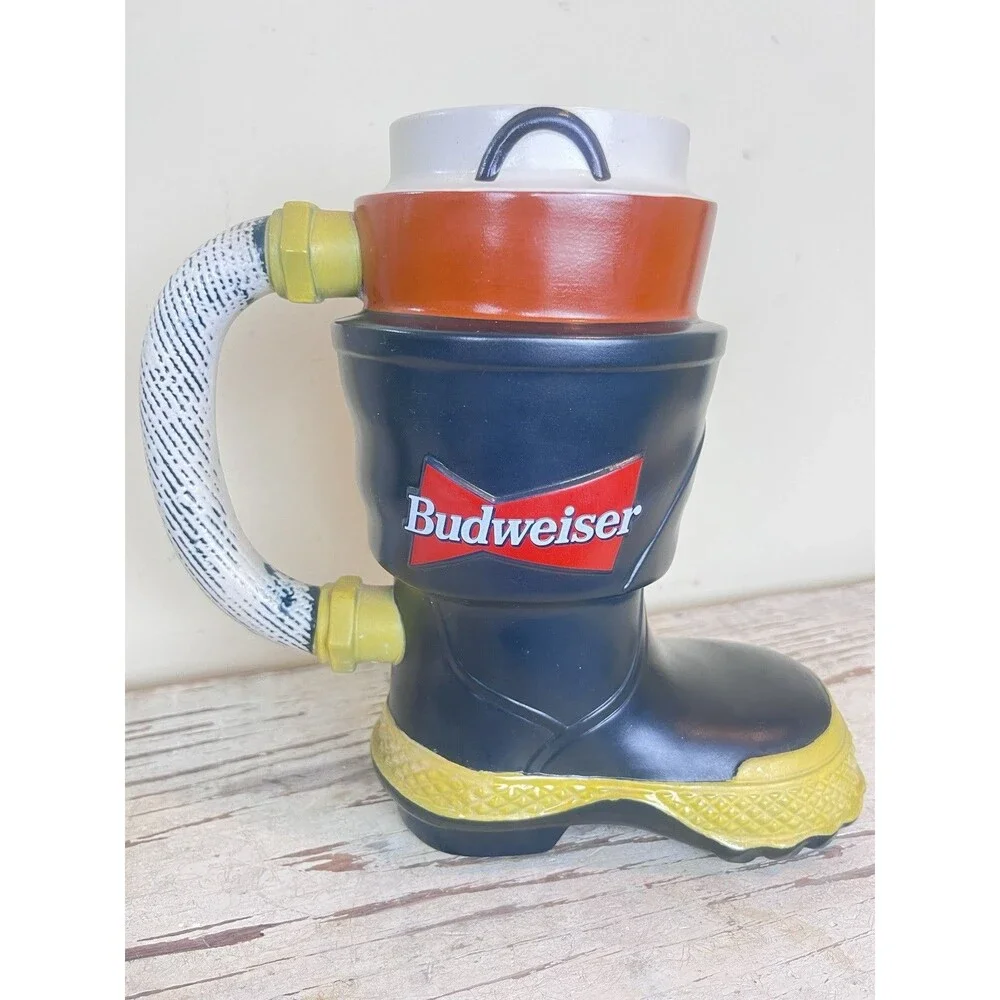 BUDWEISER BEER Stein Mug Fire Fighters Boot Ceramarte First In a Series 1997 Bud